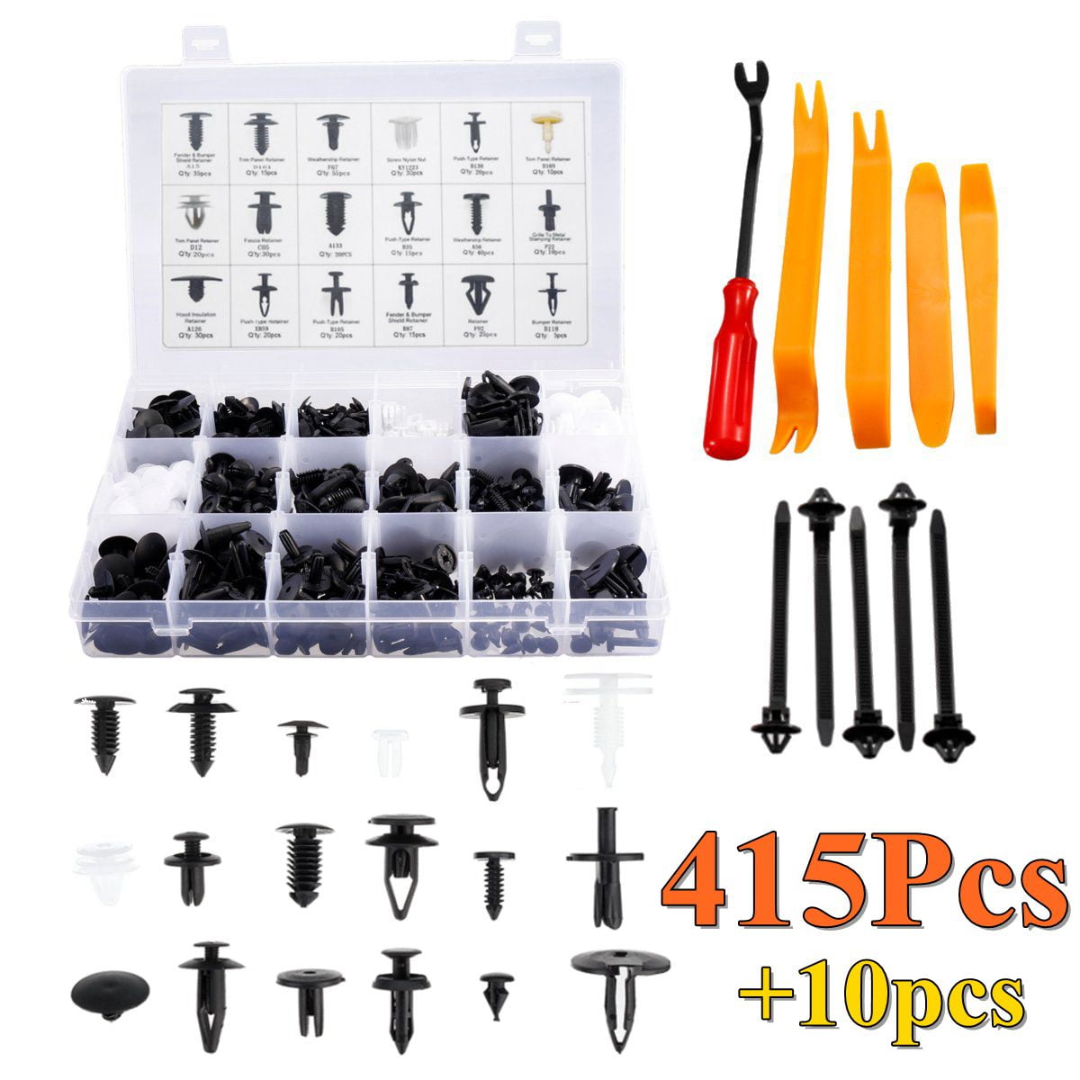 415Pcs Car Rivets Retainer Panel Bumper Trim Clip Fasteners Kits 18Type For Ford