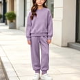 thumbnail image 2 of Hvogkswy Boys Girls Sweatsuit Solid Kids Sweat Suits Long Sleeve Crewneck Pullover Sweatshirt & Jogging Pant Fall Fashion Tracksuits, 2 of 9
