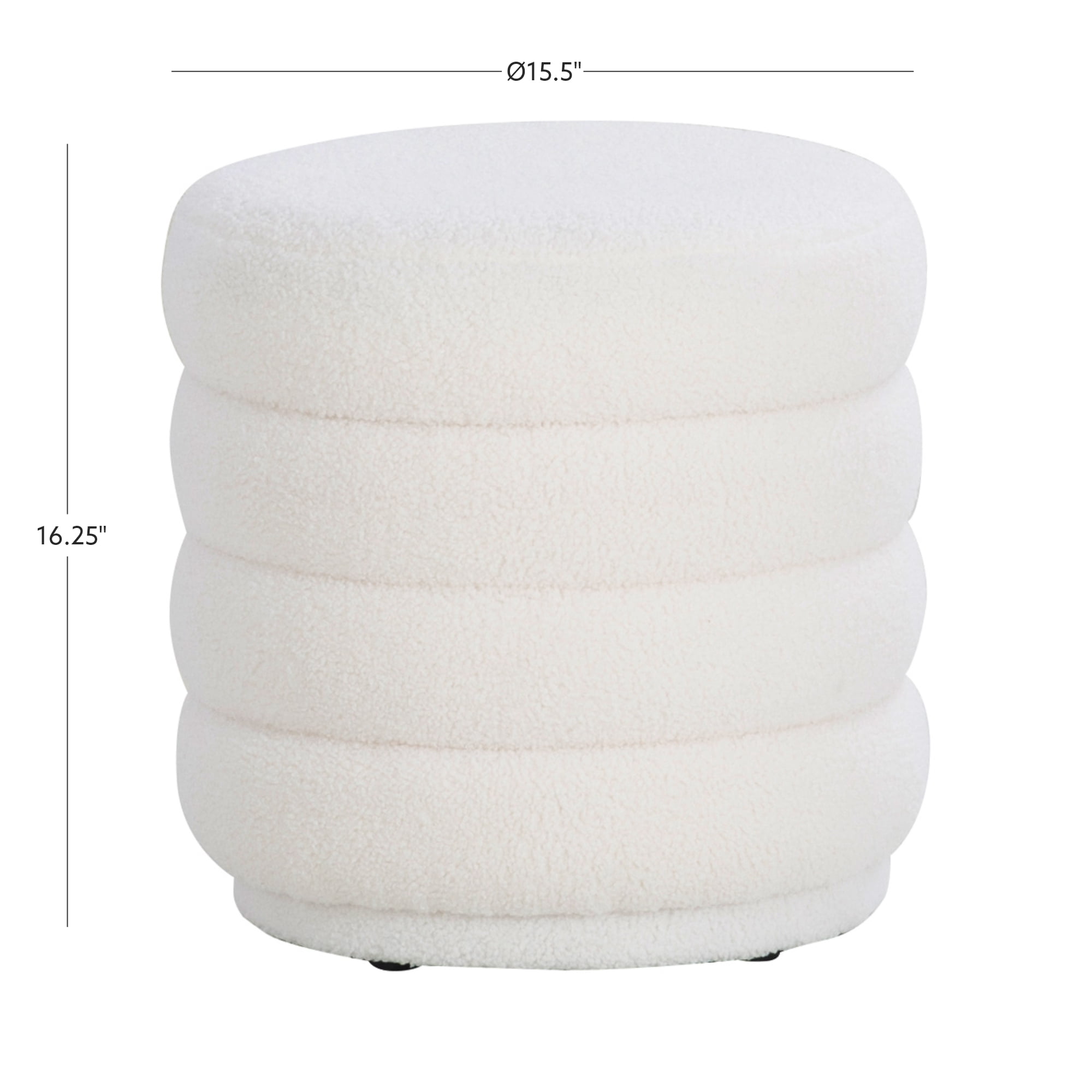 Linon Jacoby Round Ottoman, White Sherpa
