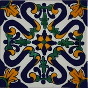 6x6 Ures Talavera Mexican Tile, Set of 4 pcs