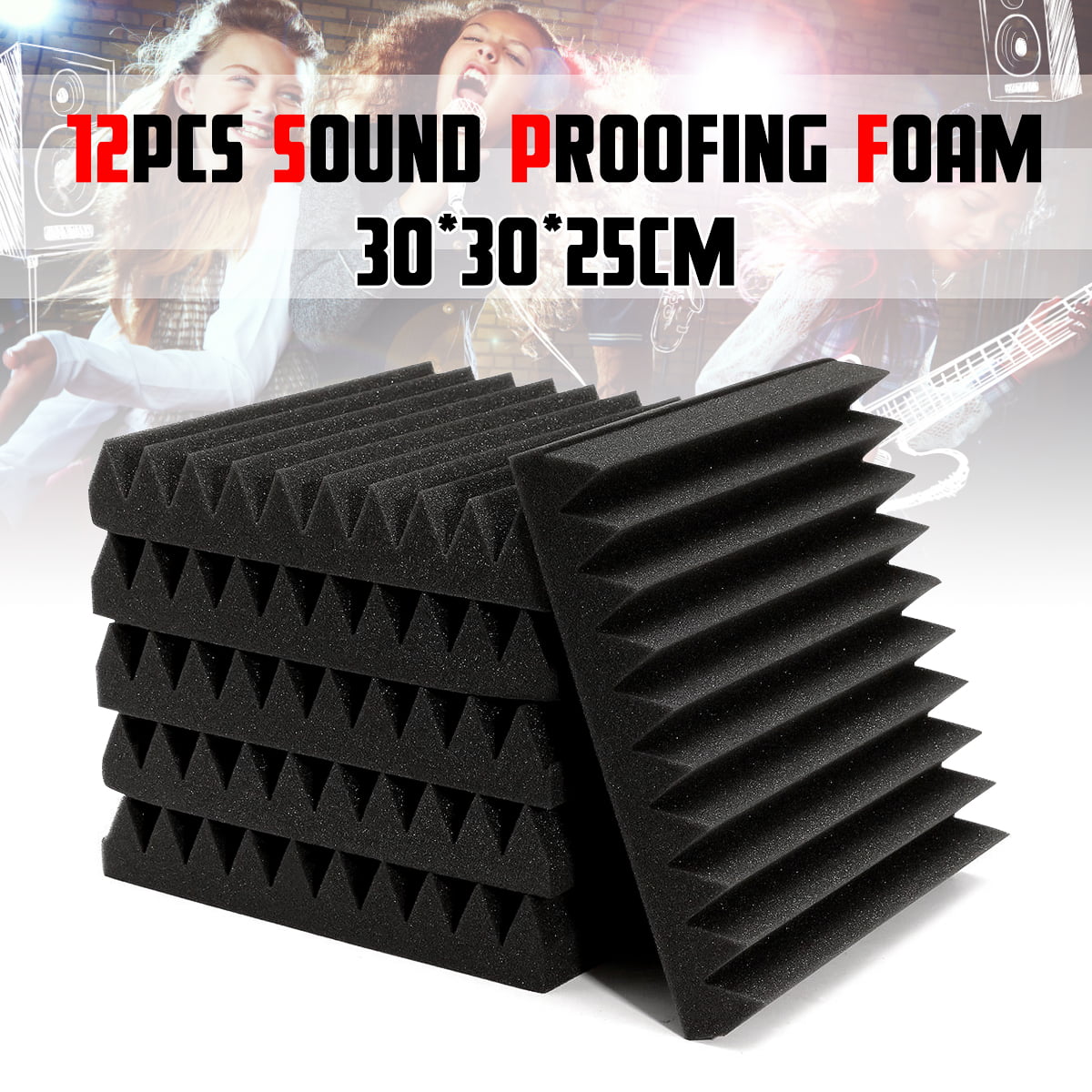 Woven Sound Acoustic Absorption Panels Zero Emission Sound Proofing Flame Retardant Panels 12 X 12 X 0.4 Inches 12 Packs Use for Wall Decoration and Acoustic Treatment Black 