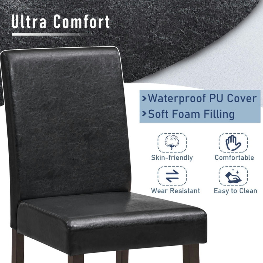 Demi Bonn 25" Set of 2 Counter Height Bar Stools, Modern Dining Chair with Backrests, Black