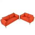 thumbnail image 3 of 2 Pieces Sectional Sofa Set,Upholstered Loveseat and 3 Seat Couch, Linen Fabric Accent Couch with Bolster Pillows and USB Ports, Modern Sofa Furniture for Home, Office, Apartment, Orange(2+3 seat), 3 of 7