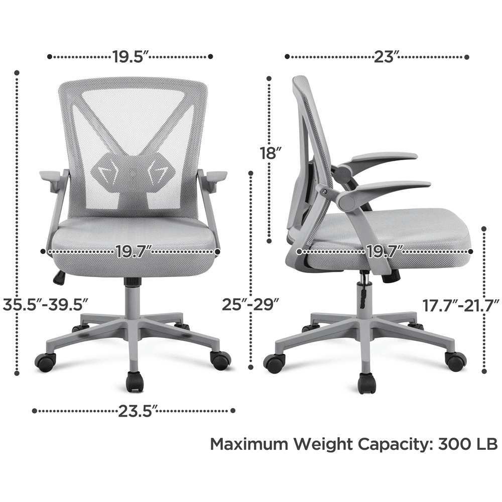 Alden Design Adult Adjustable Ergonomic Mesh Office Chair for Home Office, Gray