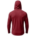 thumbnail image 5 of Men's Hooded Long Sleeve Sun Protection Shirt - UPF 50+ Lightweight Breathable Pullover with Face Mask & Zipper Pocket - Quick-Dry Outdoor Fishing & Hiking Top for Summer Deep Red XL, 5 of 7