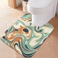 thumbnail image 5 of Toilet Rug Rectangle Bathroom Rugs Non-Slip Soft Plush Machine Washable Contour Bath Mat Teal Orange Marble 24x16, 5 of 9