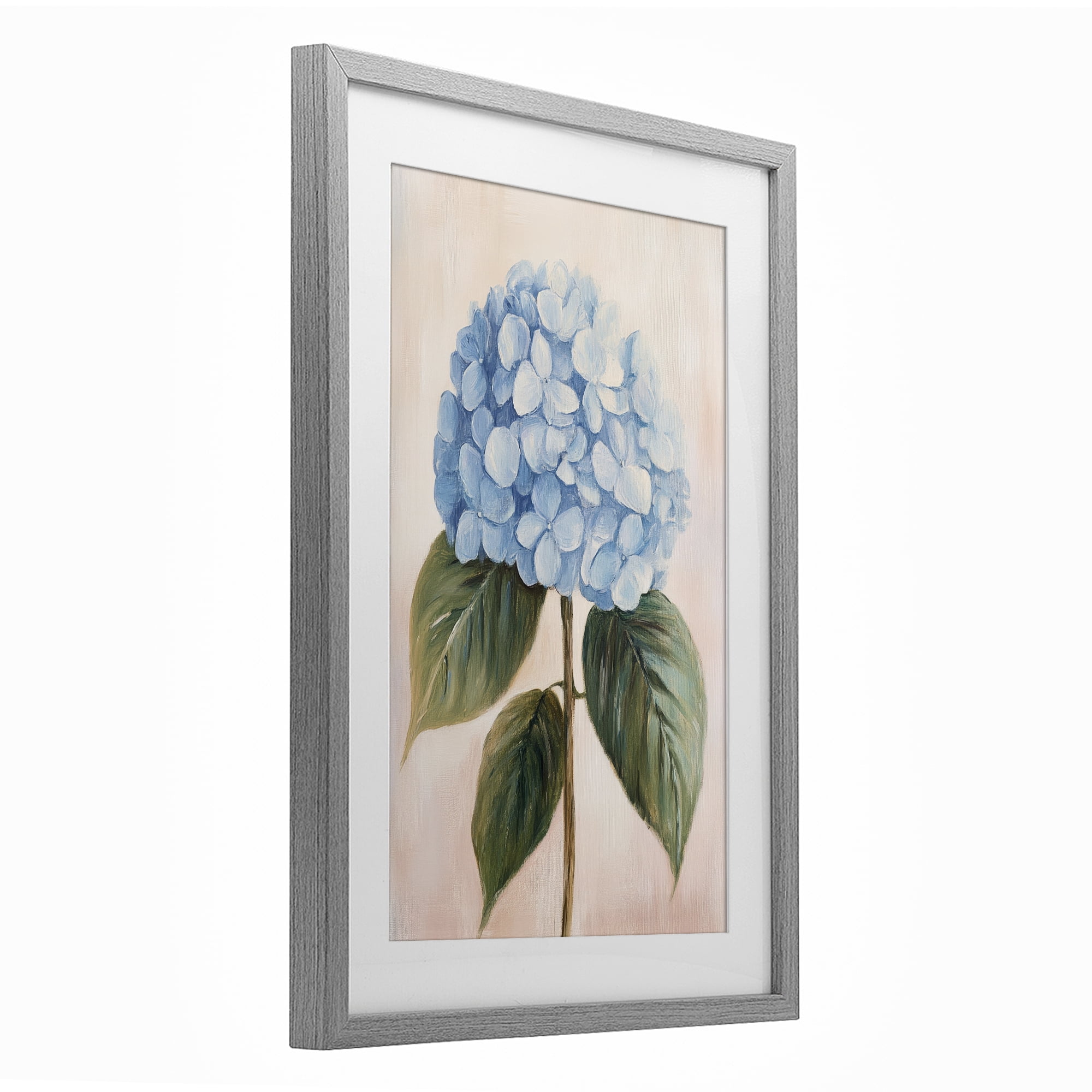 Stupell Industries Baby Blue Hydrangea Gray Framed Print Under Glass, design by Petal Prints Design