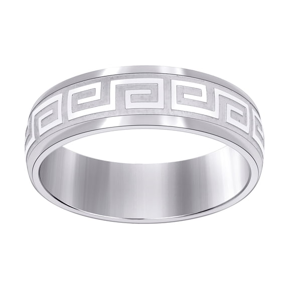 Stainless Steel Mens Greek Key Engraved Comfort-fit Fashion Band Ring� Size 11 Wedding Band for Men