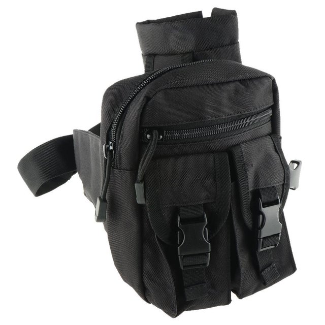 Paquete de cintura con cremallera Cintura Fanny Pack Porta botella de agua Cadera para la cadera Hombro Bolsa de almacenamiento Negro