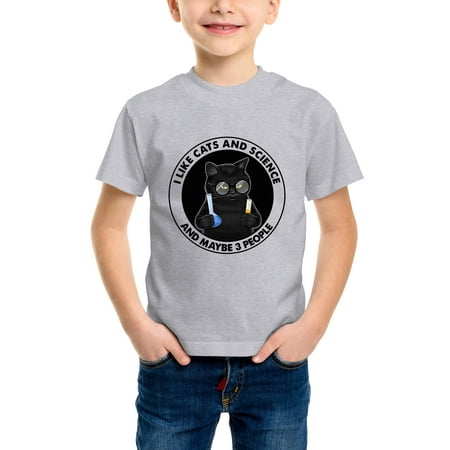 

Envmenst Kids Cotton T-Shirt I Like Cats And Science And Maybe 3 People Lover Cats And Science T-Shirt Boys Girls Top