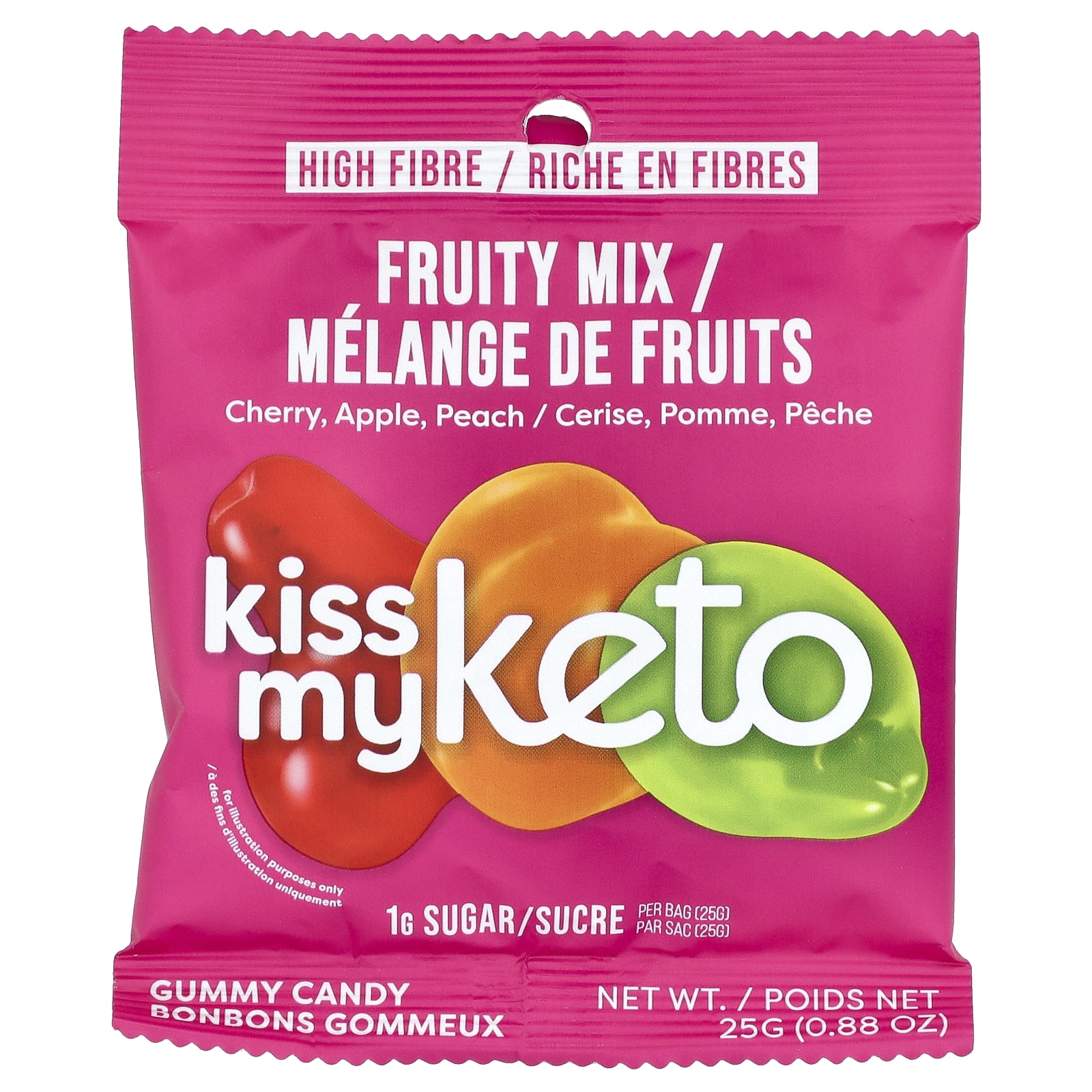 Kiss My Keto Gummy Candy, Fruity Mix, 8 Bags, 0.88 oz (25 g) Each