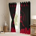thumbnail image 3 of Homewish Teens Baseball Print Black Out Curtains, Black Crismon Abstract Curtains Pack of 2 (42x63 Each), Cartoon Sports Theme Bedroom Curtains, Blackout Curtains Bedroom Decor, 3 of 6