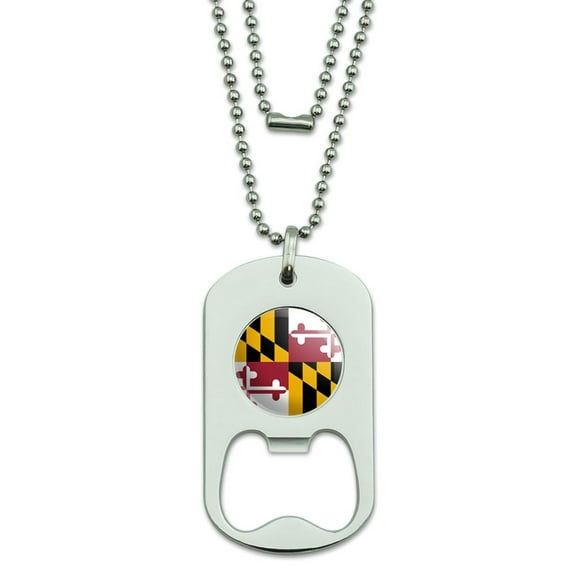 Maryland State Flag Dog Tag Bottle Opener