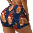 thumbnail image 2 of Fotbe American Football and Fire Flames Seamless Shorts, Womens Workout Shorts High Waist Stretch Booty Short for Gym/Yoga/Running/Biking-Large, 2 of 9