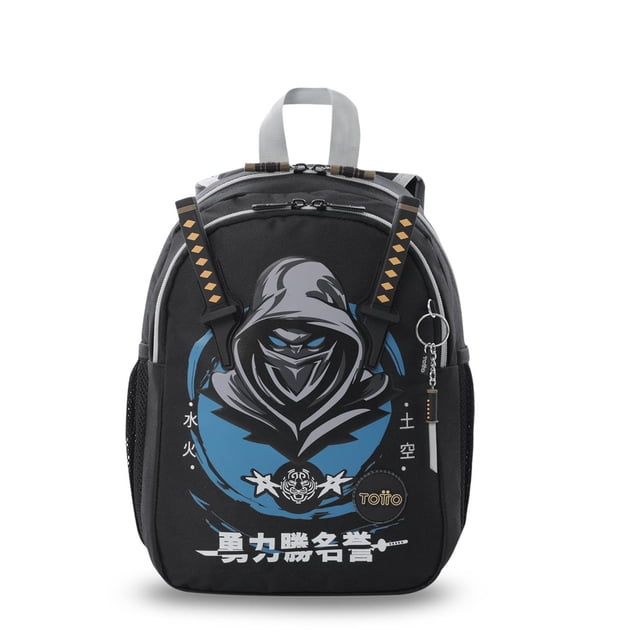TOTTO Mochila Escolar Chica para Niño con Bolsillo para Botella | 8 L HANZO S Negro CH