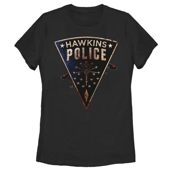 Netflix Women's Stranger Things Hawkins Police Rat Crest Graphic T-Shirt