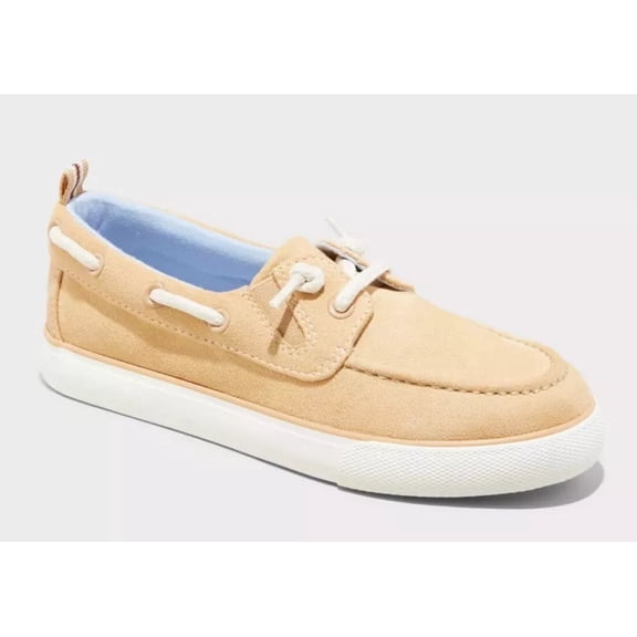 Boys Slip-On Boat Shoes, Casual Comfort Shoes, Beige, Size 6, Reece Sneakers