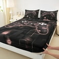 thumbnail image 3 of Manfei Game Console Twin Sheet Sets,Gamer Gaming Twin Fitted Sheet,Pink Black Buffalo Flat Sheet,Breathable Bedroom Decorative,3 Pieces, 3 of 7
