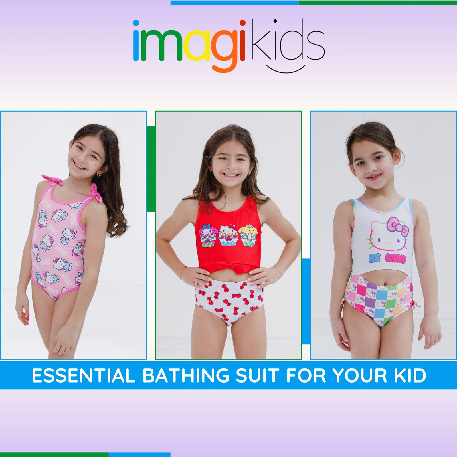 Hello Kitty UPF 50+ One Piece Bathing Suit Little Kid to Big Kid