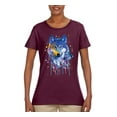 thumbnail image 2 of Wolf Painting Splatter Abstract Art Animal Lover Womens Graphic T-Shirt, Maroon, X-Large, 2 of 3