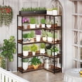 thumbnail image 4 of Costway Corner Bookshelf 5-Tier L-Shaped Bookcase 71" Tall Etagere Bookshelf with Metal Frame Brown, 4 of 11