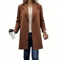 thumbnail image 2 of Wensltd Fall Thick Wool Coat Women Solid Color Casual Stand Collar Button Long Sleeve No Hood Outer Jacket Brown, 2 of 6
