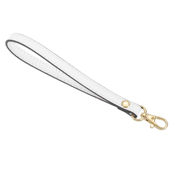 Uxcell Leather Wristlet Strap, 190mm/7.48" Hand Wrist Strap for Clutch Wallet Keychain Bag DIY (White, Gold)