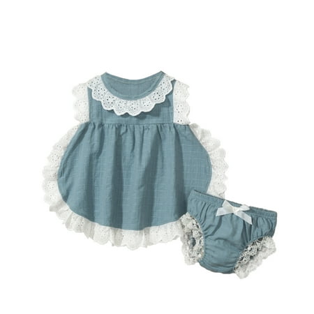 

FRSASU Kids Clothing Clearance Newborn Infant Baby Girls Lace Doll Collar Tops Bow Shorts Clothes