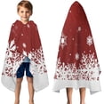thumbnail image 3 of Red Christmas Snowflake Pattern Hooded Bath Towel，50"x30" for Ages 3 To 12 Kids, Quick Dry Lightweight Soft Microfiber Hood Beach Towel Cover Up for Kids, 3 of 7