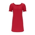 thumbnail image 5 of JGGSPWM Summer Dresses for Women 2025 Casual Cute Square Neck Puff Short Sleeve Dress with Pockets Red M, 5 of 7