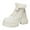 White, variant on Women's Goth Platform Chunky Heel Combat Ankle Boots Punk Autumn Winter Warm Plush PU Leather Thick Sole Lace Up Biker Boots (White, 7)