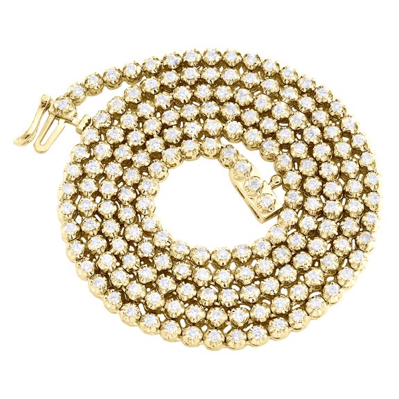 10K Yellow Gold Diamond Tennis 3mm Choker Chain 22" Martini Set Necklace 4.60 CT