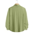 thumbnail image 5 of GUZOM Mens Gauze Long Sleeve Button Down Shirt Lightweight Breathable Wrinkle Resistant Casual Relaxed Fit Curved Hem Solid Green,Size S, 5 of 8