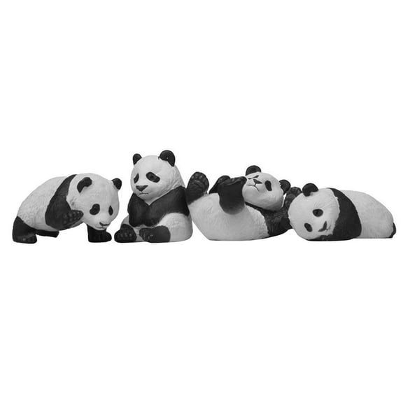 WEUVEB Decorative Panda Figurines Set of 4 White PVC Animal Statues for Home Office Desk Decor