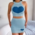 thumbnail image 5 of REORIAFEE Night out Outfit for Women Beach Outfits Women's Sexy Casual Love Top Wrap Hip Skirt Set Blue L, 5 of 7
