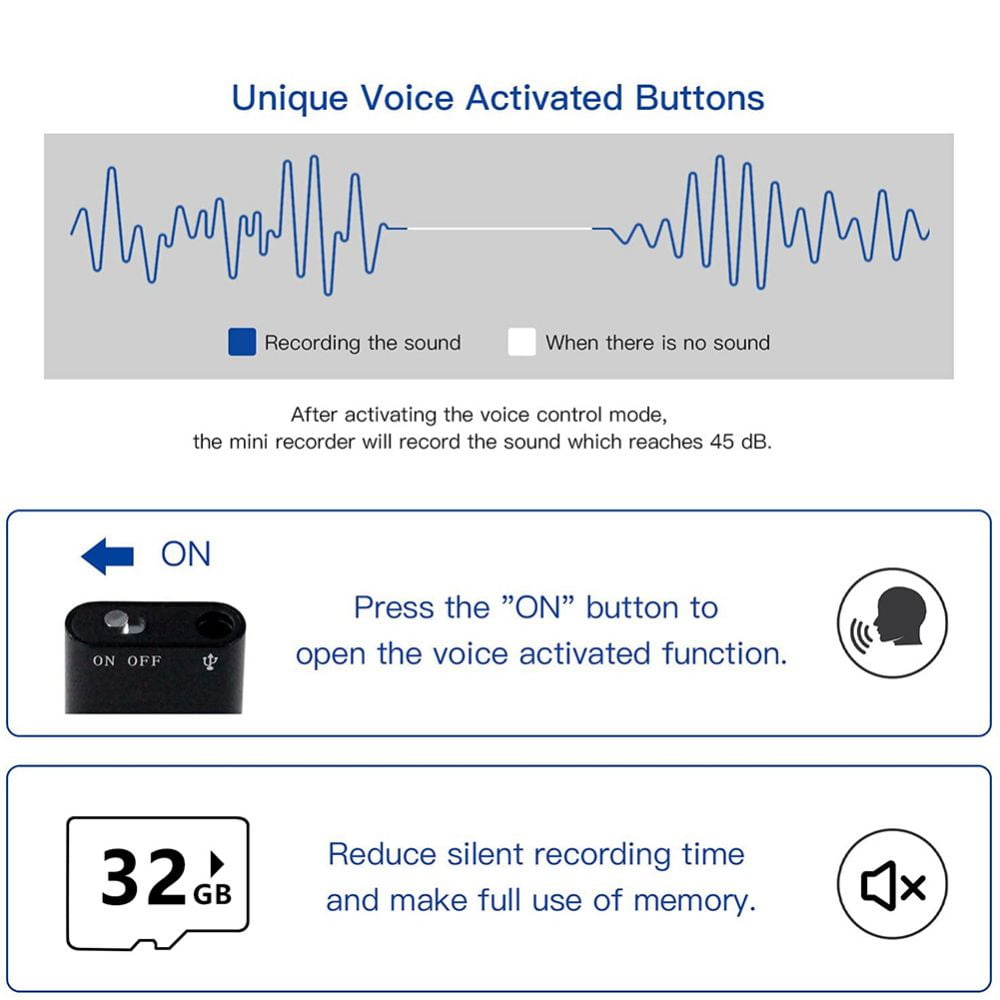 Digital Voice Recorder Meeting 32G - Easy to Use, Clear Recording - Voice Activated Recorder - Digital Audio Recorder for Lectures, Handheld Recording Device