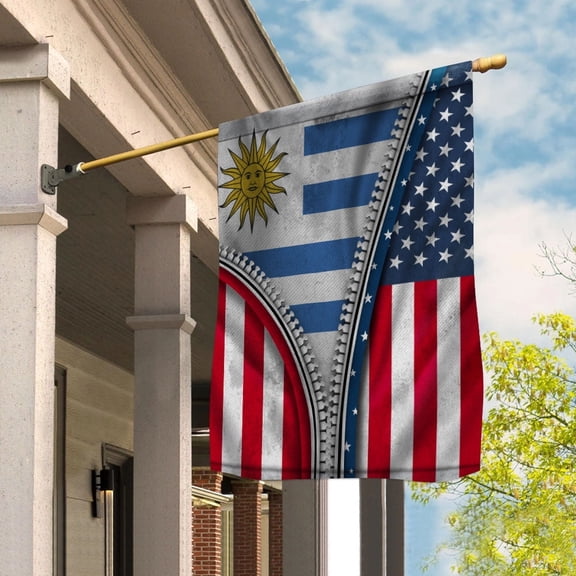 Zipper Flag American Show Uruguayan Flag USA Uruguay Patriotic Root House Flag, Double-Sided Decorative Outdoor Flag, Polyester Yard Flag 29.5 x 39.5 in