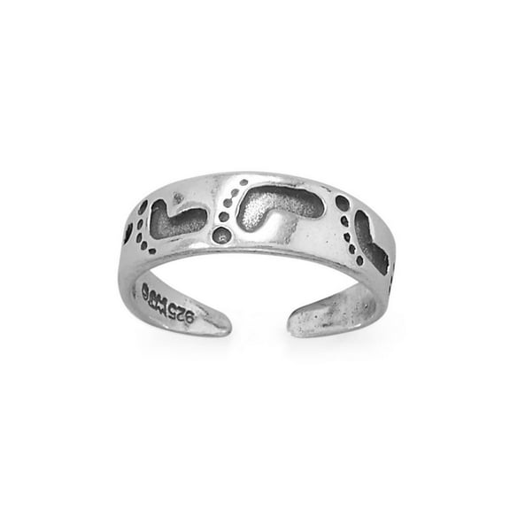925 Sterling Silver Footprints in The Sand toe ring Oxidized Will Complete Your Seaside Look 16 toe ring for Women