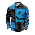 thumbnail image 3 of GrmtClth Men's Turn Down Collar Halloween Pullover Shirts Long Sleeve Full Pumpkin Bat Pattern Soft Skin Friendly Fabric Daily Outdoor Golf Party Costume Tops Blue 3XL, 3 of 7
