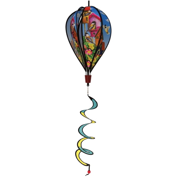 In the Breeze 1053 — Chickadee Birdhouse Hot Air Balloon Wind Spinner — Colorful Printed Balloon Spinner for Your Yard or Garden