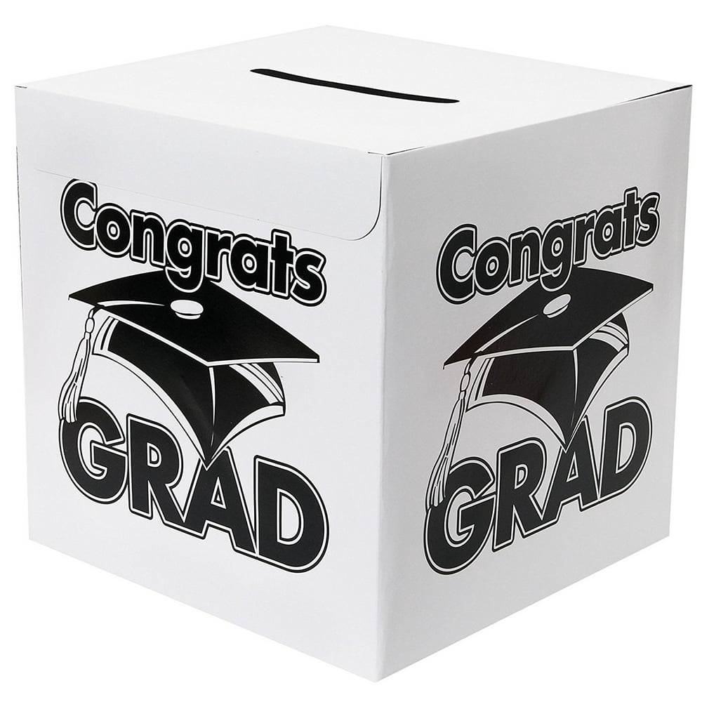 White Congrats Grad Money Gift Card Box Graduation Party