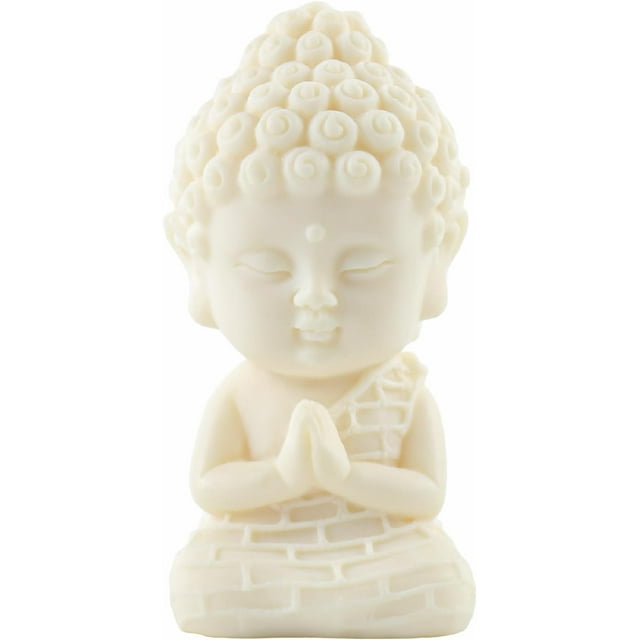 Mini Praying Baby Buddha Statue, 3.15 Inch Cute Meditating Decorative Figurine for Desk, Shelf, Car Dash