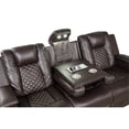 thumbnail image 2 of Benz LED & Power Reclining Sofa Made With Faux Leather in Brown, 2 of 13