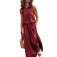 thumbnail image 2 of Vestido Sin Mangas Vestido sin mangas de verano Elegante vestido largo maxi Ropa femenina (Rojo vino M) Cgtredaw Para estrenar, 2 of 7