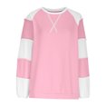 thumbnail image 4 of LEBONYARD Womens Sweaters Lightweight,Womens Tops Long Sleeve Dressy Casual,Women's Casual Loose Color Matching Round Neck T-shirt Top Long Sleeved Top/shirt Pink M, 4 of 5