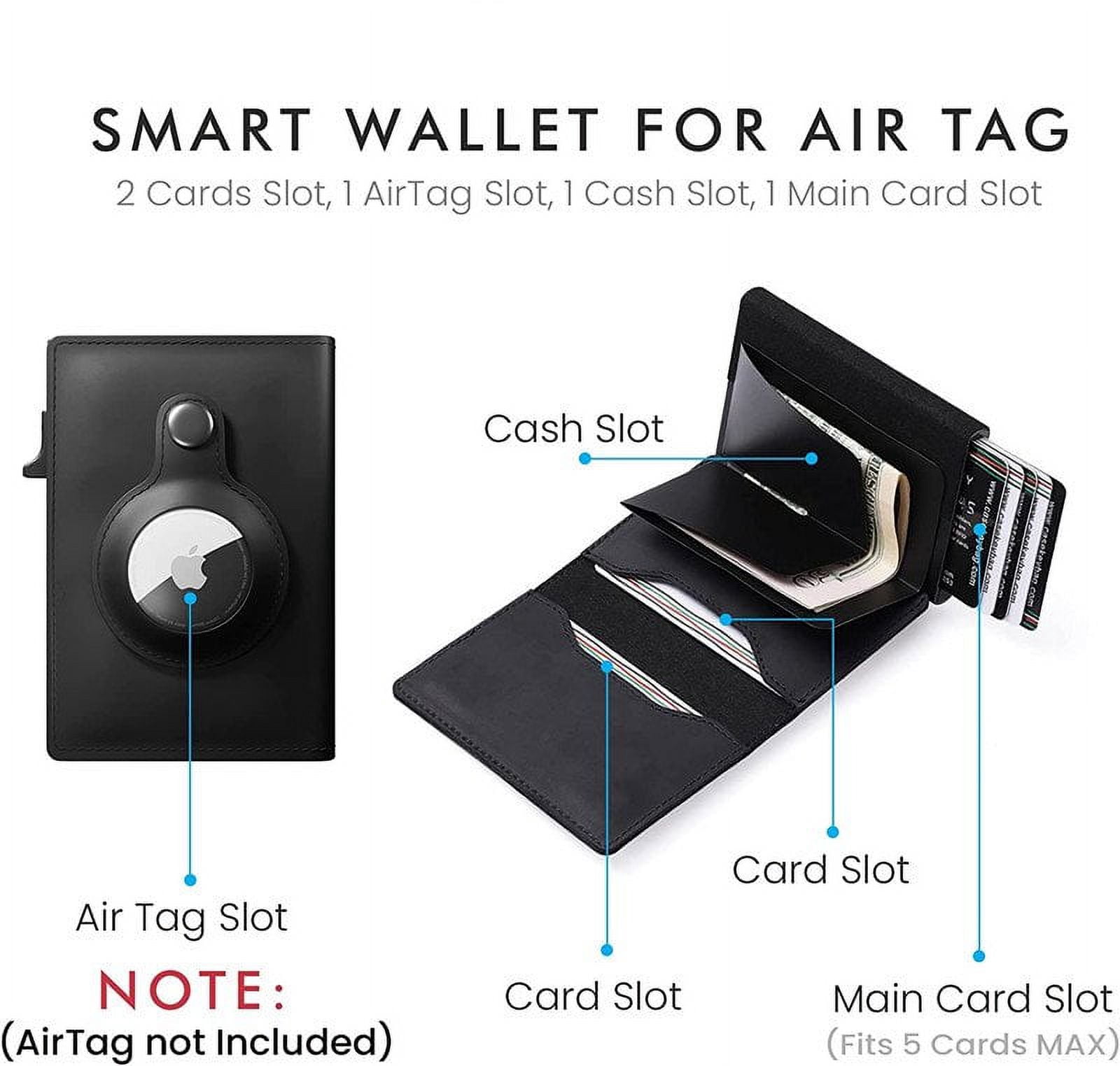 Portefeuille Homme Cuir Véritable Avec Porte AirTag - Protection RFID - 8 Cartes, Billets - Design Classique élégant - Cadeau Homme - 4