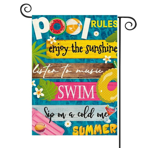DMERBYL Garden Flag 12x18 Inch Double Sided Outside, Summer Sunshine Swim Sunshine Holiday Yard Outdoor Decoration