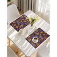 thumbnail image 5 of Orange Purple Spring Floral Placemats Set of 8, Vintage Botanical Summer Flower Placemats for Dining Table, Place Mats for Kitchen Tabletop, Waterproof Wipeable Dining Table Mats Set, 5 of 9