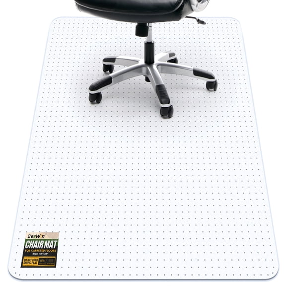 BesWin Office Chair Mat for Carpet, 32" x 48" Clear Heavy Duty Computer Chair Mat, Under Desk Protector Carpeted Floors Mat, Easy Chair Movement, Ship Flat