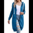 thumbnail image 1 of Sudadera con Capucha y Cremallera para Mujer, Chaqueta Informal de Larga para Otoño, Chaquetas Largas de Otoño con Bolsillos, Túnica Azul S, 1 of 9
